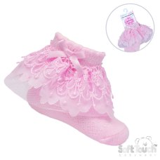 S344-P: Pink Lace Ankle Socks (0-24 Months)